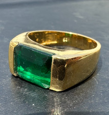 Emerald Men s Signet Ring, 925 Sterling Silver Ring, Green Gemstone Jewelry Gift