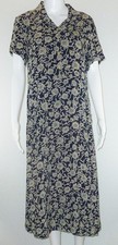 Vtg 90s Eddie Bauer Petite Medium Rayon Floral Midi Dress Cottage Prairie