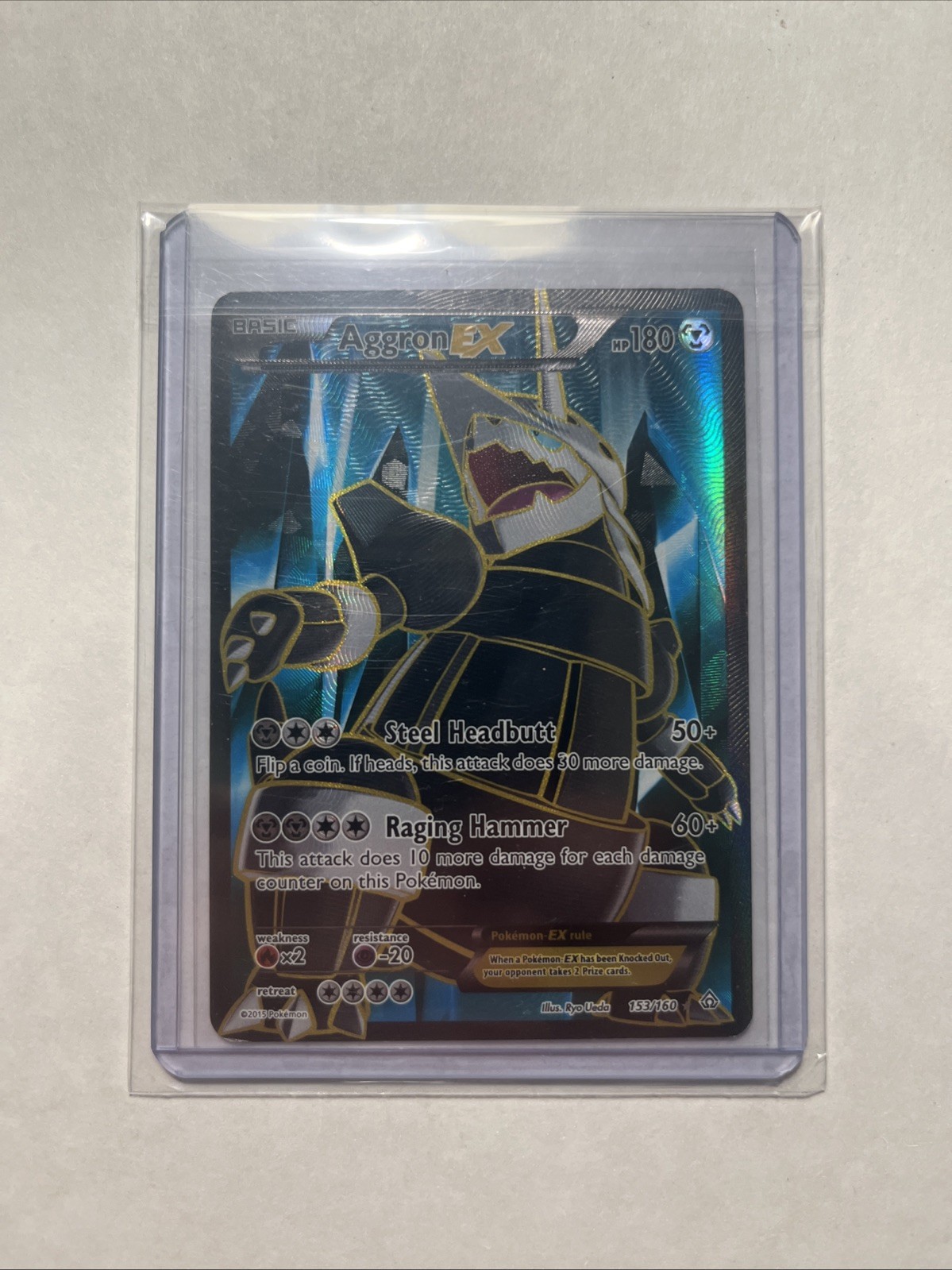 Aggron EX 153/160 XY - Primal Clash Ultra Rare Full Art Holo Pokémon Card