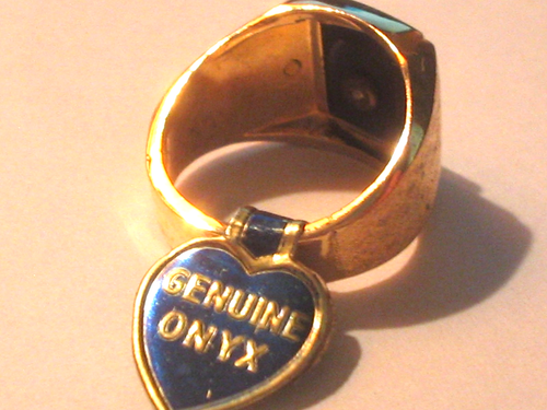 Vintage Art Deco Signet Initial "W" Black Stone Gold Vermeil Band Ring Sz 7 - Picture 4 of 5