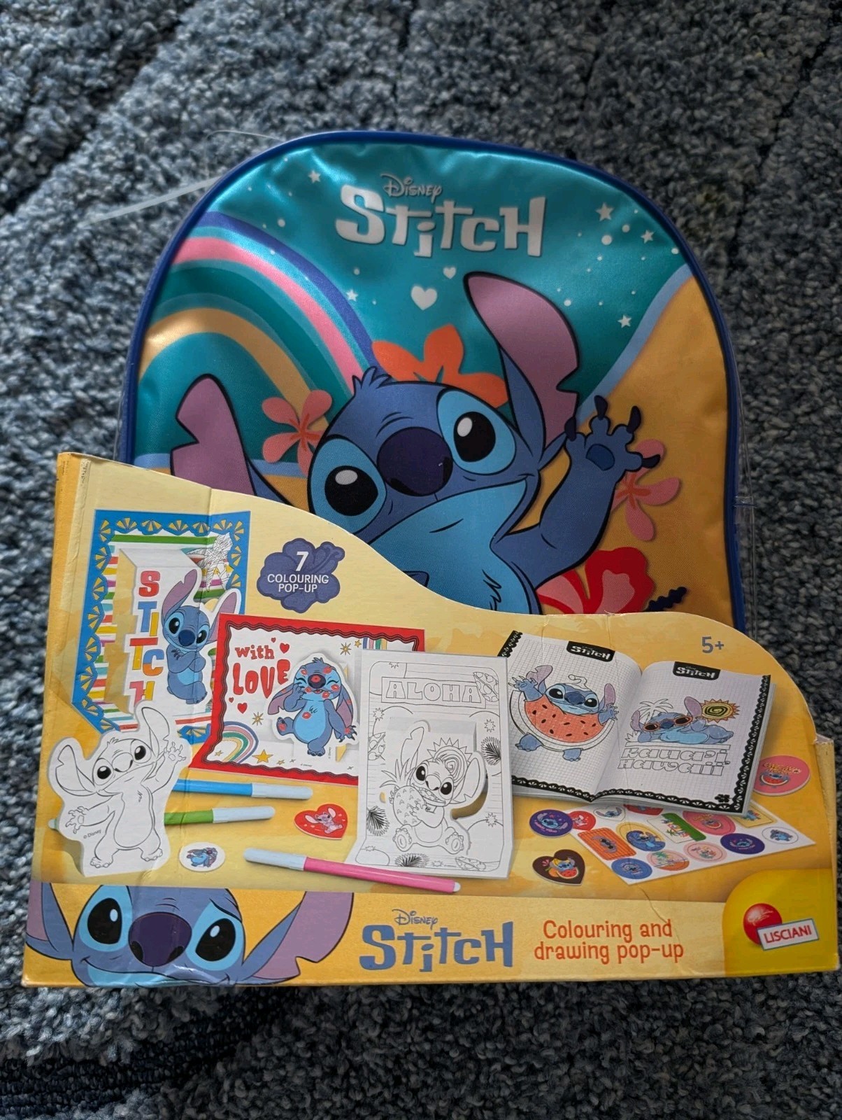 Lisciani - DISNEY STITCH - Backpack with Stitch Colouring Set for Children from