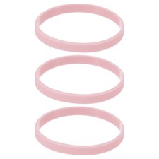 3pcs Plain Silicone Wristbands 7 Inch Circumference 1/4 Inch Width, Light Pink