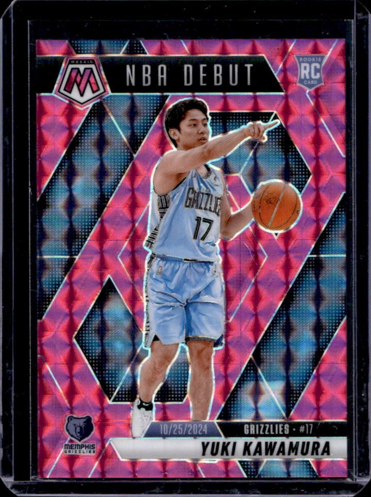 2024-25 Mosaic Yuki Kawamura RC Pink Rookie NBA Debut #141/175 Grizzlies