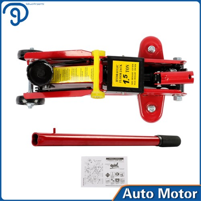 #ad Red 1.5 Ton 3000 lb Hydraulic Trolley Service Floor Jack w Storage Case $31.63