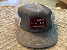Vintage Farm Bureau Insurance Trucker Hat Cap Made in USA Mesh Patch Snapback