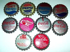 Lot of 10 Vintage 1960's Coca Cola Pepsi Unused Soda Pop Bottle Caps