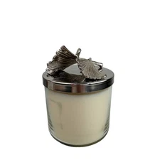 Michael Aram Ginkgo Candle Original Box Grapefruit Black Pepper Silver Tone NEW