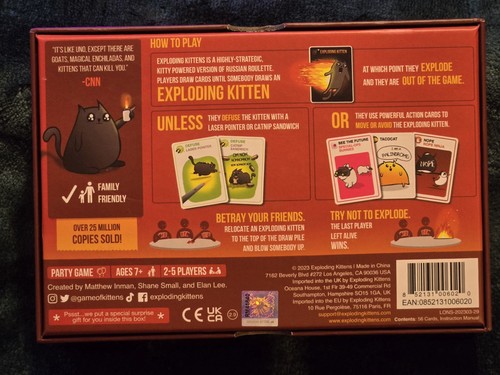 NIB Exploding Kittens Original Edition A Card Game 2-5 Plqyers - Picture 2 of 6
