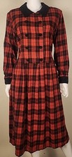 Vintage JG Hook Midi Dress Medium Flannel Red/Black *Prairie* Indie* Grunge