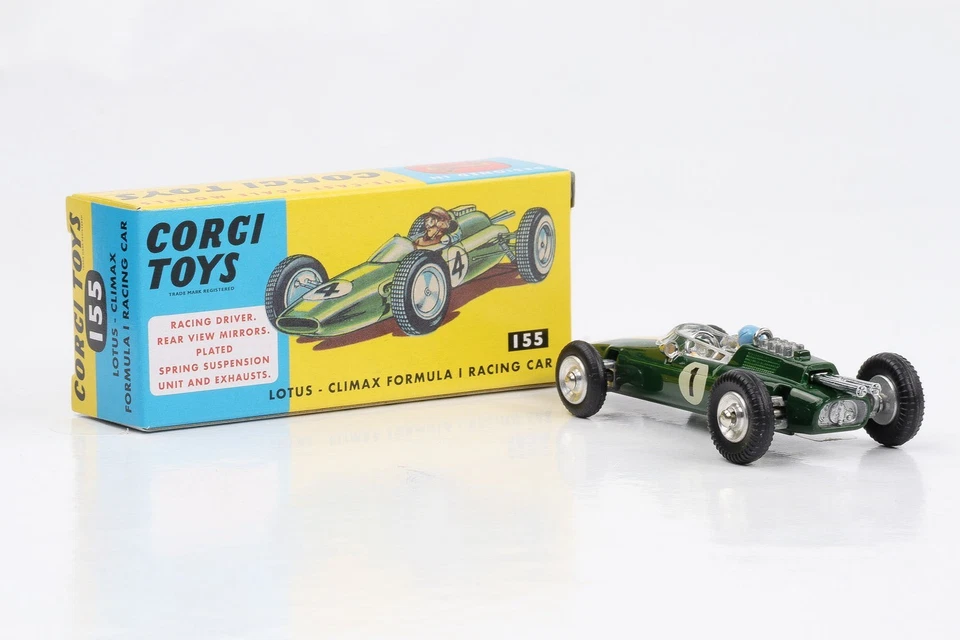 1:45 Corgi Toys Lotus Climax Auto da corsa 1967 British Green n. 155 Repro - Immagine 3 di 4