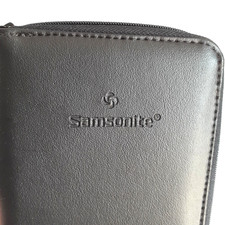 Samsonite Black Travel Wallet, 5 Card Slots, 3 Pockets 5.5" x 4" Zipper Closure