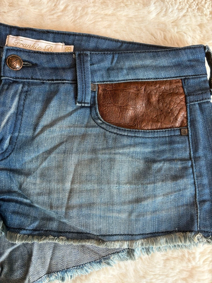 frankie b. Pantalones Cortos Jeans Denim Jean Talla 28 Tiro Bajo Botín Daisy Duke Y2K Años 2000 Foto 3 de 4