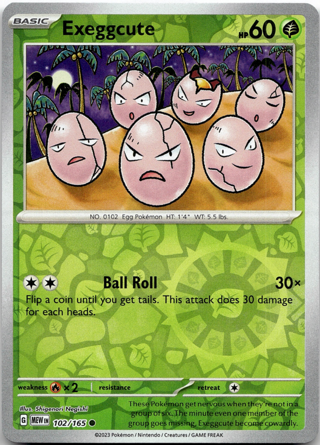 Pokémon - 151 - Exeggcute 102/165 - Reverse Holo - ENGLISH - NM/M