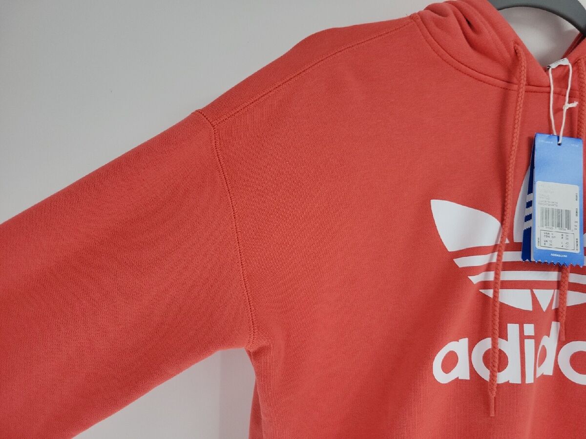 DH2944 Small Trace Originals Womens Trefoil eBay | Hoodie Icons Adidas Scarlet Cropped