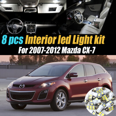 8Pc Super White Car Interior LED Light Bulb Kit for 2007-2012 Mazda CX-7