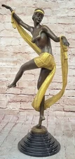 Hand Made Gilt Bronze Ribbon Dancer: Art Deco Artwork Statue Home Decoration