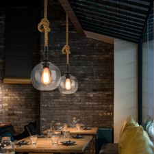 Image of Glass Pendant Light Bar Chandelier Light Room Loft Ceiling Lighting Canteen Lamp