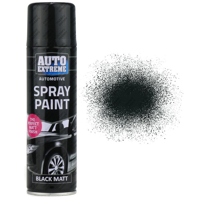 Auto Extreme Automotive Black Matt Spray Paint 250 ml Aerosol Fast Dry
