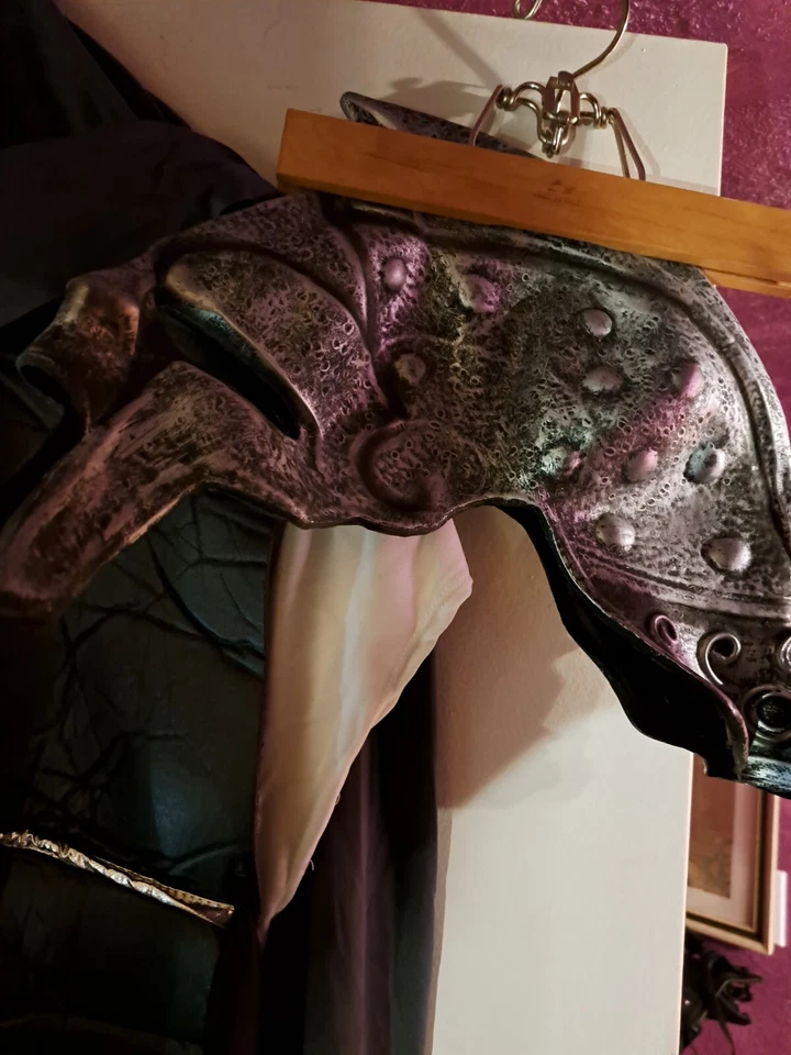 4 piece Adult Black Knight Costume Latex Helmet Standard SIze M-L - Image 3 of 4