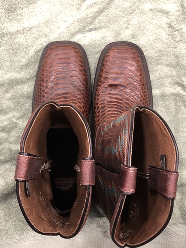 Nocona Mens Leather Snake Embosssed Square Toe Boots 7 EE - Picture 12 of 12
