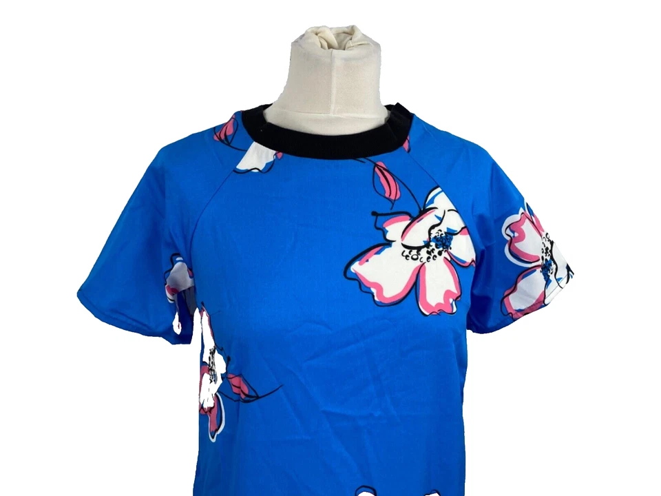 Sommerkleid Shiftkleid Damen Kleid Blusen Stil Gr. 38 M Blau Kurzarm Strand - Bild 2 von 4