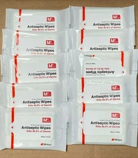 10 Pack M Plus Care Multipurpose ALCOHOL FREE Hand Sanitizing Antiseptic Wipes !