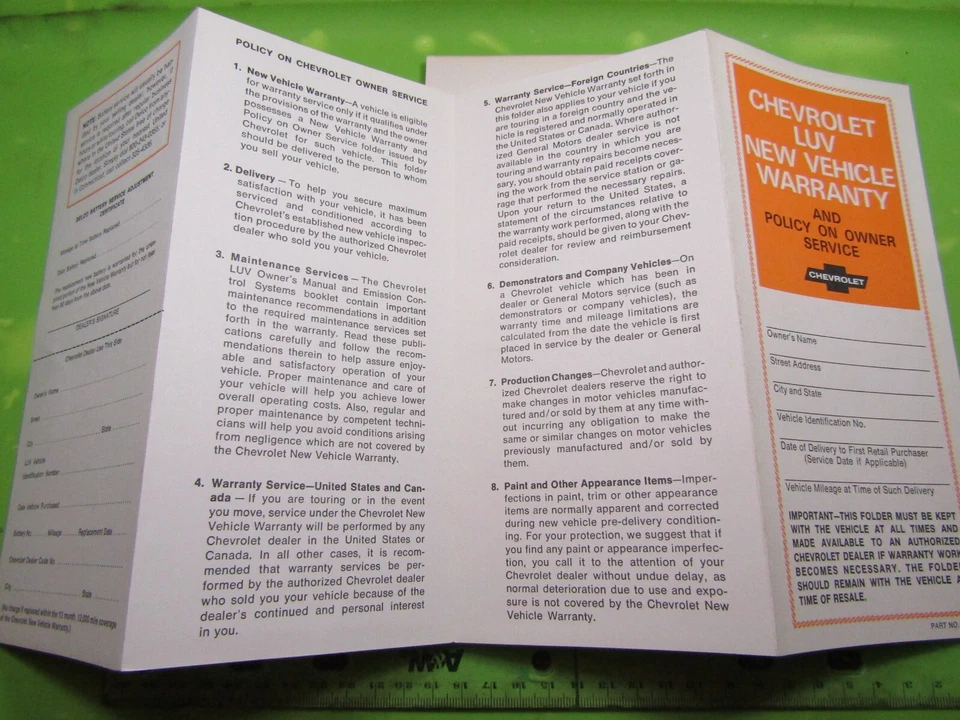 Chevrolet LUV 1978 camioneta pickup manual del propietario y garantía 473188 A nuevo en stock como nuevo Foto 4 de 4