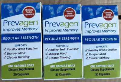 Lot of 3 Prevagen Regular Strength Improves Memory 30 Capsules Each (90 Total)
