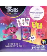 Games 3 in 1 TROLLS WORLD TOUR Puzzle Memory Match Dominos Educational Learning