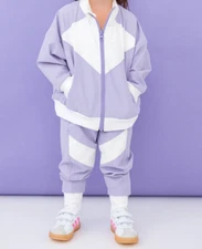 NWT Birdie Bean Lilac Windbreaker Set Zip Up Jacket Jogger Pants Athletic Sz 6T