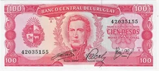 Uruguay 100 Pesos 1967 (ND)  P-47a(9)  UNC Note - General José Gervasio Artigas