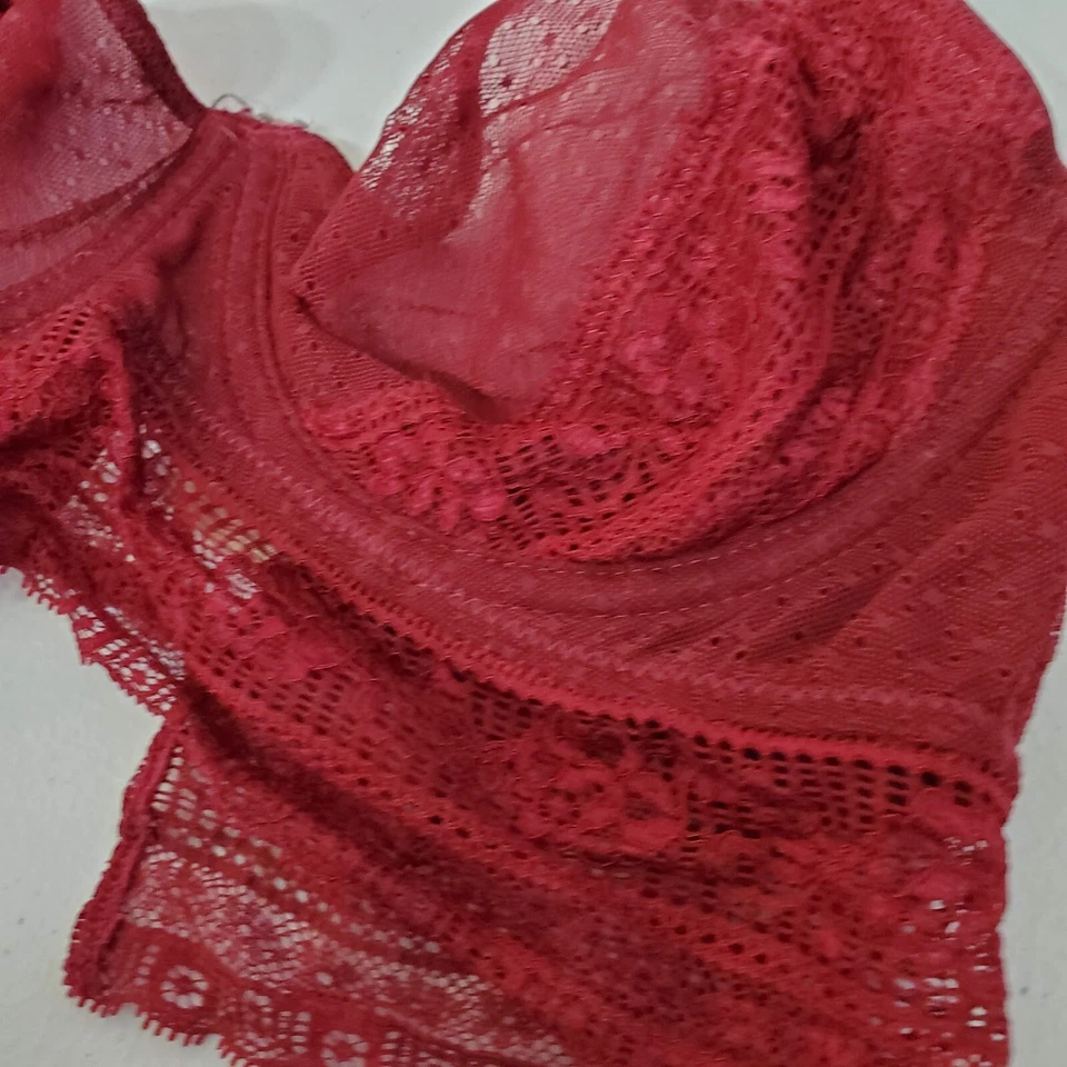 Sujetador de mujer Free People 32D granate íntimamente encaje bralette Foto 2 de 4