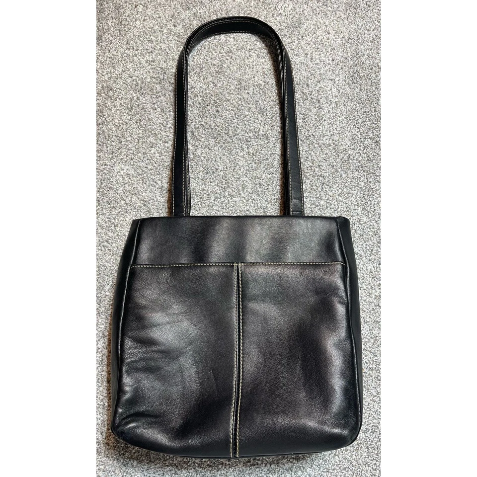 Hush Puppies Bolso de Hombro de Cuero Negro Cartera Bolsillos Maquillaje Espejo Grandmacore Foto 2 de 4