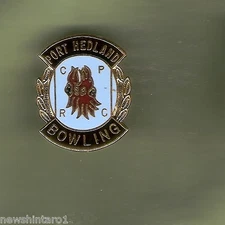 #D1.  PORT  HEDLAND    BOWLING  CLUB LAPEL   BADGE,  REPLACED CLIP, FLOWER THEME