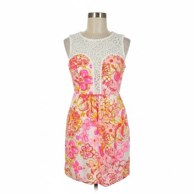 Lilly Pulitzer Reagan Pink Resort Happiness Fit & Flare Dress w Pockets Size  2