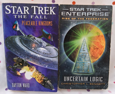 2 lot Star Trek: The Fall Peacefull Kingdoms; Enterprise Rise of the Federation