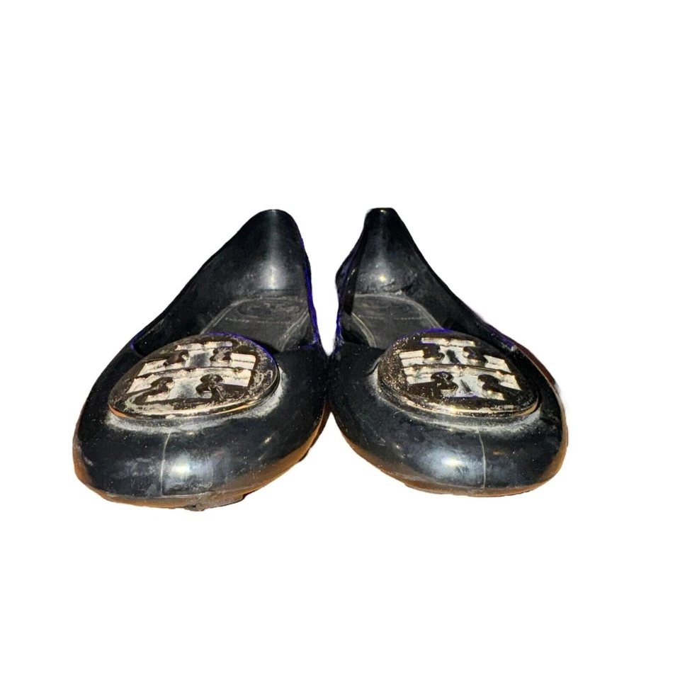 Zapatos planos de ballet de viaje Tory Burch Reva para mujer talla 7 azul marino gelatina sin cordones Foto 4 de 4