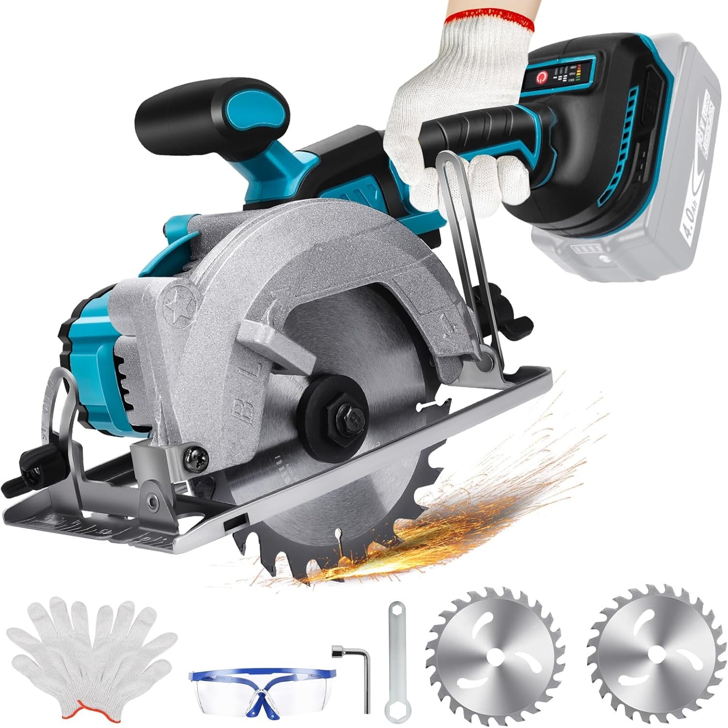 Scie circulaire sans fil compatible Makita 18V pour découpe de bois précise en atelier