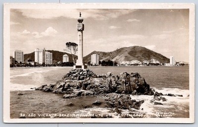 Vintage Brazil Postcard SAO VICENTE Monumento do Centenario 1955