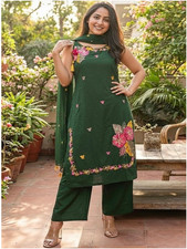 Women's Sleeveless Cotton Kurti Pant Dupatta Set Indian Wedding Wear Kurta Set