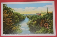 VTG POSTCARD-WILLIMANTIC RIVER FROM FOOT BRIDGE-WILLIMANTIC CONNECTICUT