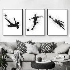 Herfair 3 Piece Football Poster Set, Without Frame (Black and White) condition n