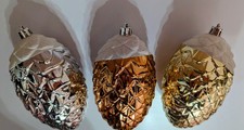 Pinecone Ornaments Set Metallic Colors Shatterproof