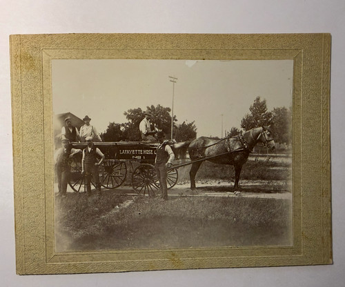 Antique c1890 Lafayette Hose Co No1 Fire Wagon Egg Harbor NJ Albumen Photo