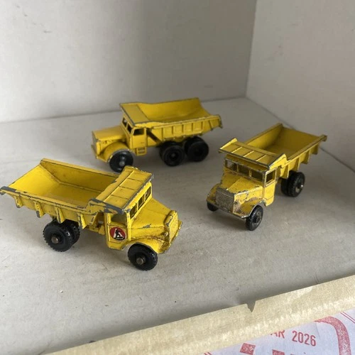 3x MATCHBOX LESNEY EUCLID QUARRY DUMP TRUCK (6C) & DUMP TRUCK (6) Bundle - Used.