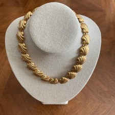 Anne Klein Sea Shell Matte Finish Goldtone Clamshell Scalloped Toggle Necklace