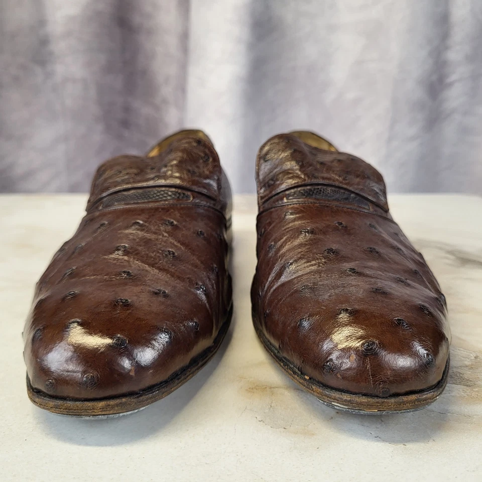 Mocasines Moreschi BrassBoot genuinos avestruz para hombre talla 9 marrón Foto 3 de 4