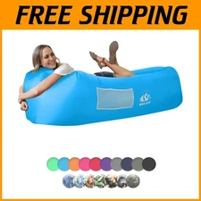 Blue Air Sofa with Built-In Pillow - Anti-Deflate Technology