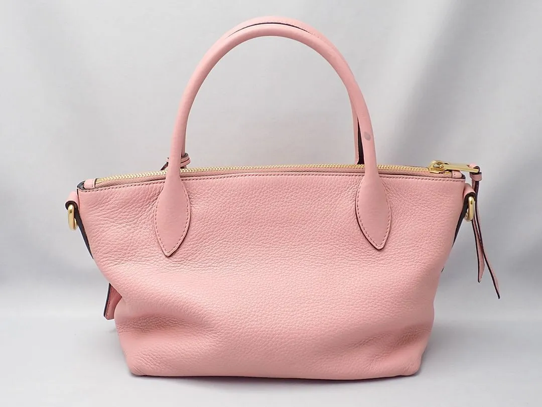 PRADA 1BA111 VIT DAINO 2Way Shoulder Hand Bag Leather Rose Pink Ex++ 0316T