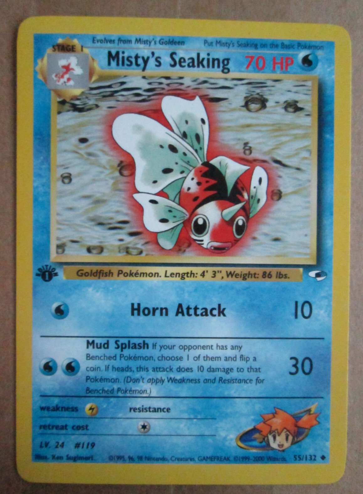 Misty's Seaking - 55/132 - 1st Edition Uncommon WOTC TCG—Gym Heroes Pokemon Card